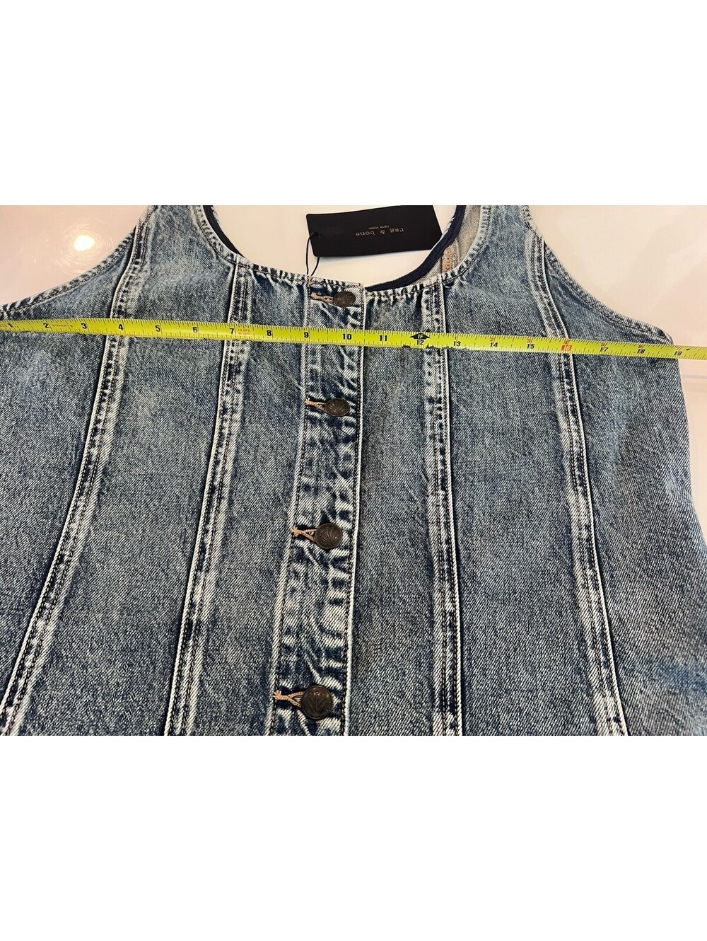 $298 Rag & Bone Lorraine Denim Mini Dress Women's Size 12 NWT - Picture 7 of 14